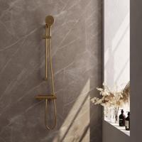 Brauer Gold Edition Douchekraan opbouw - glijstang - 1 functie - 2 gladde knoppen - handdouche rond 3 standen - PVD - geborsteld goud 5-GG-236