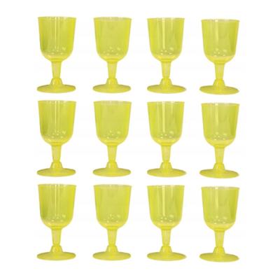 Wijnglazen - 12x - geel - kunststof - 160ml - herbruikbaar wijnglas