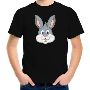 Cartoon konijn t-shirt zwart voor jongens en meisjes - Cartoon dieren t-shirts kinderen