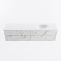 MONDIAZ VICA 190cm badmeubel onderkast Carrara 4 lades. Wastafel MOON rechts 1 kraangat, kleur Talc.
