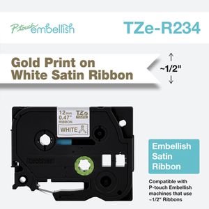 Labeltape textiel ongelamineerd Brother TZe, TZ TZe-R234 Tapekleur: Wit Tekstkleur:Goud 12 mm 4 m