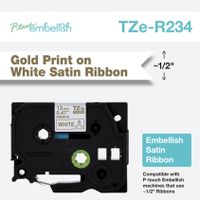 Labeltape textiel ongelamineerd Brother TZe, TZ TZe-R234 Tapekleur: Wit Tekstkleur:Goud 12 mm 4 m - thumbnail