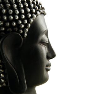 Karo-art Schilderij - Boeddha profiel ,Zwart wit , 3 maten , Premium Print