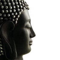 Karo-art Schilderij - Boeddha profiel ,Zwart wit , 3 maten , Premium Print - thumbnail