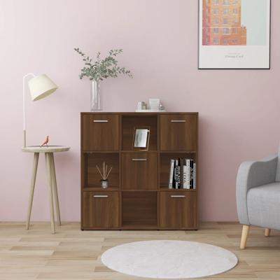 Boekenkast 90x30x90 cm bewerkt hout bruin eikenkleur
