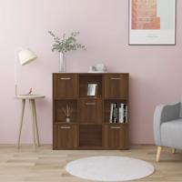 Boekenkast 90x30x90 cm bewerkt hout bruin eikenkleur