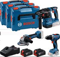 Bosch Blauw Accutoolkit 3 Toolkit 18V (2x GBA 18V 5.0Ah, lader GAL 18V-40, GSR 18V-65, GBH 18V-22, GWS 18V-8) - 0615A5009G