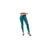 Zeemeermin carnaval verkleed legging - blauw - schubben - dames - feestkleding - thumbnail