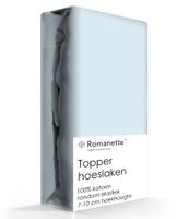 Topper Hoeslaken Katoen Romanette Blauw-90 x 200 cm - thumbnail