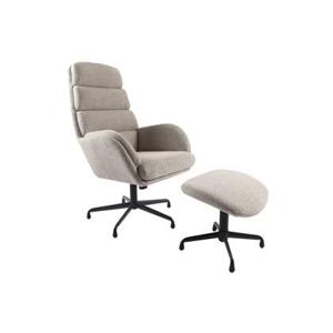 Giga Living - Fauteuil Sifton Met Voetenbank Bouclé Taupe|Zwart