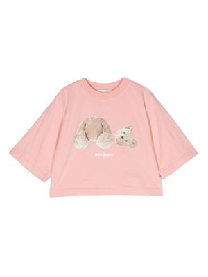 Palm Angels Kids haut crop à logo imprimé - Rose