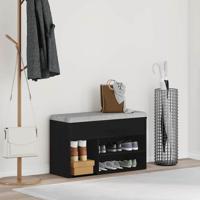 Schoenenbank met plank Zwart eiken 80 x 30 x 45 cm Bewerkt hout