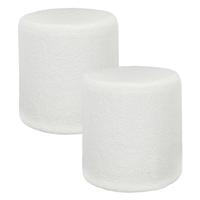 Poef boucl? - 2x - wit - rond - D35 cm - teddy stof - hocker - teddy poef