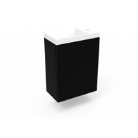 Fonteinkast Mat Zwart Arcqua Luna 40x55x28 cm Incl. Fontein Glans Wit Zonder Overloop Arcqua