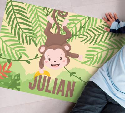 Vinyl tapijt met naam Kleine aap op tak