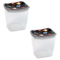 2x Koffiecups bewaarbakjes 1,1 liter transparant/grijs plastic