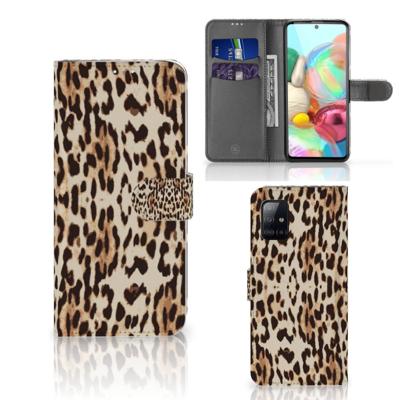 Samsung Galaxy A71 | Telefoonhoesje | Met pasjeshouder | Leopard