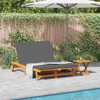 Ligstoel met kussen Bruin 125 x 200 x 84cm Massief acaciahout
