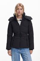 Gewatteerde jas met riem - BLACK - L