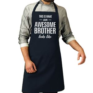 Awesome brother kado bbq/keuken schort navy voor heren   -