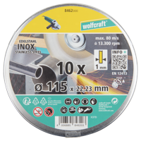 Wolfcraft Slijpschijven | Voor edelstaal | Extra dun | Ø115mm | 10 stuks - 8462000