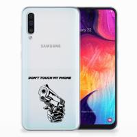 Samsung Galaxy A50 Silicone-hoesje Gun Don't Touch My Phone