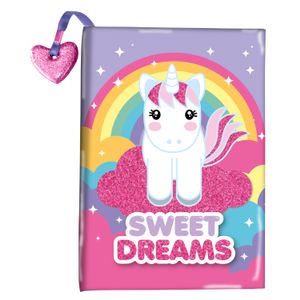 Roze/paars dagboek Sweet Dreams unicorn/eenhoorn met glitter