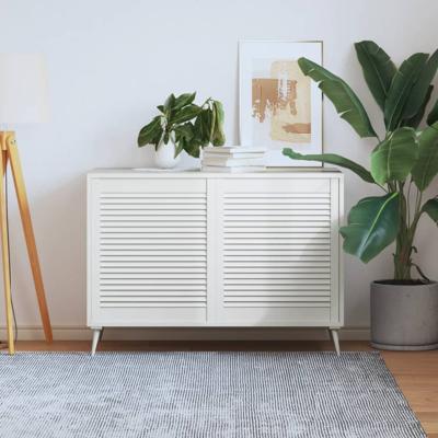 VidaXL Kastdeuren met lamellen 2 st 69x59,4 cm massief grenenhout wit