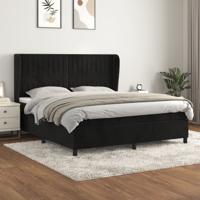 Boxspring met matras fluweel zwart 160x200 cm