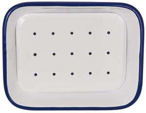 Tade Zeepbakje email met uitlekschaaltje wit/blauw