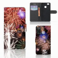 Huawei P9 Lite Wallet Case met Pasjes Vuurwerk - thumbnail