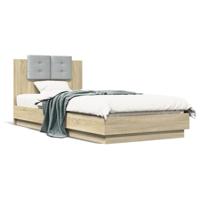 Bedframe met hoofdbord en LED sonoma eikenkleurig 90x200 cm