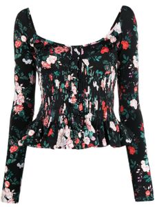 Rabanne blouse-corset à fleurs - Noir