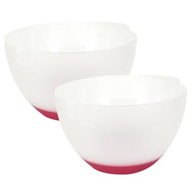 Lily Cook Beslagkom/mengkom - 2x - 3 liter - kunststof - transparant/rood - schenktuit
