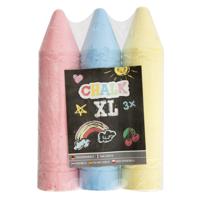 XL mega stoepkrijt - 3x stuks - roze/blauw/geel - L19 cm   - - thumbnail