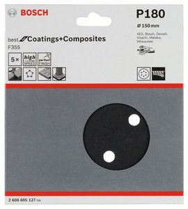 Bosch Accessories Best for Stone 2608605127 Excenterschuurpapier Met klittenband, Geperforeerd Korrelgrootte (num) 180 (Ø) 150 mm 5 stuk(s)