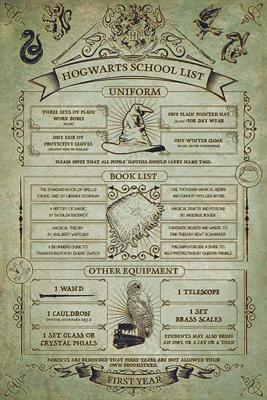 Poster Harry Potter Hogwarts School List 61x91,5cm