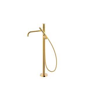 Vrijstaande badkraan Tres Study Exclusive | Hoogte uitloop 67.4 cm | Draaibare uitloop | Mengkraan | Rond | 24k Goud glans