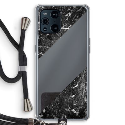 Zwart marmer: Oppo Find X3 Pro Transparant Hoesje met koord