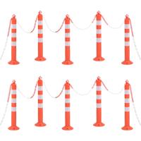 VidaXL Verkeerspalen met ketting 10 st 75 cm pe