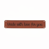 Leren label 'Made with love for you' 15x75mm - 2 stuks - thumbnail