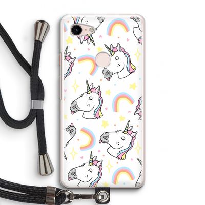 Rainbow Unicorn: Pixel 3 Transparant Hoesje met koord