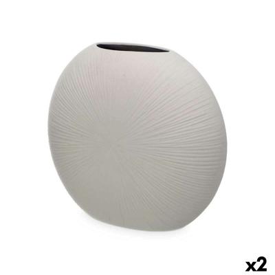 Vaas Gift Decor Grijs Keramisch Rond 36 x 34 x 16 cm (2 Stuks)