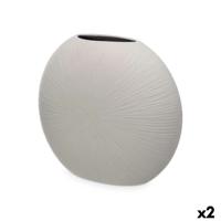 Vaas Gift Decor Grijs Keramisch Rond 36 x 34 x 16 cm (2 Stuks)
