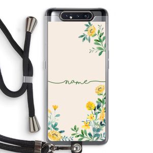 Gele bloemen: Samsung Galaxy A80 Transparant Hoesje met koord
