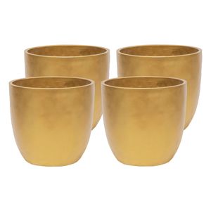 Plantenpot/bloempot - 4x - keramiek - goud - D11 x H10 cm