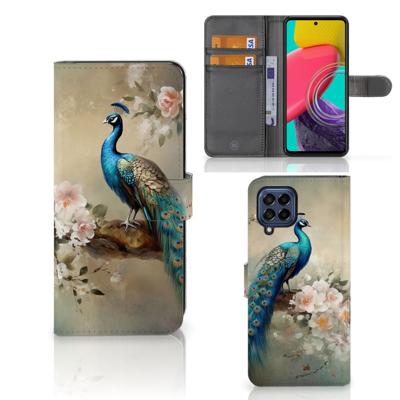 Telefoonhoesje | Met pasjeshouder | voor Samsung Galaxy M53 Vintage Pauwen Telefoonhoesje | Met pasjeshouder | voor Samsung Galaxy M53 Vintage Pauwen