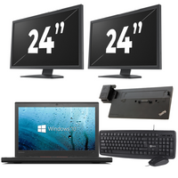 Lenovo ThinkPad X260 - Intel Core i5-6e Generatie - 12 inch - 8GB RAM - 240GB SSD - Windows 11 + 2x 24 inch Monitor
