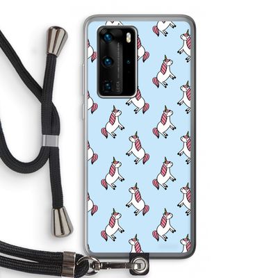 Eenhoorns overal: Huawei P40 Pro Transparant Hoesje met koord