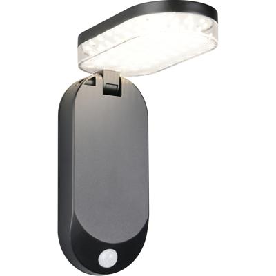 LED Tuinverlichting - Trion Elen - Wandlamp Buitenlamp - 1 Lichtpunt van 3 Watt - Natuurlijk Wit 4000K - Schemeringsensor - Bewegingssensor - IP44 - Zwart - Kunststof